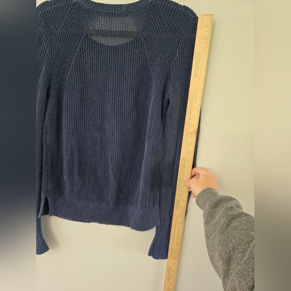 Athleta Size Small Navy Blue Mesh Pullover Sweater Crewneck - Picture 10 of 10